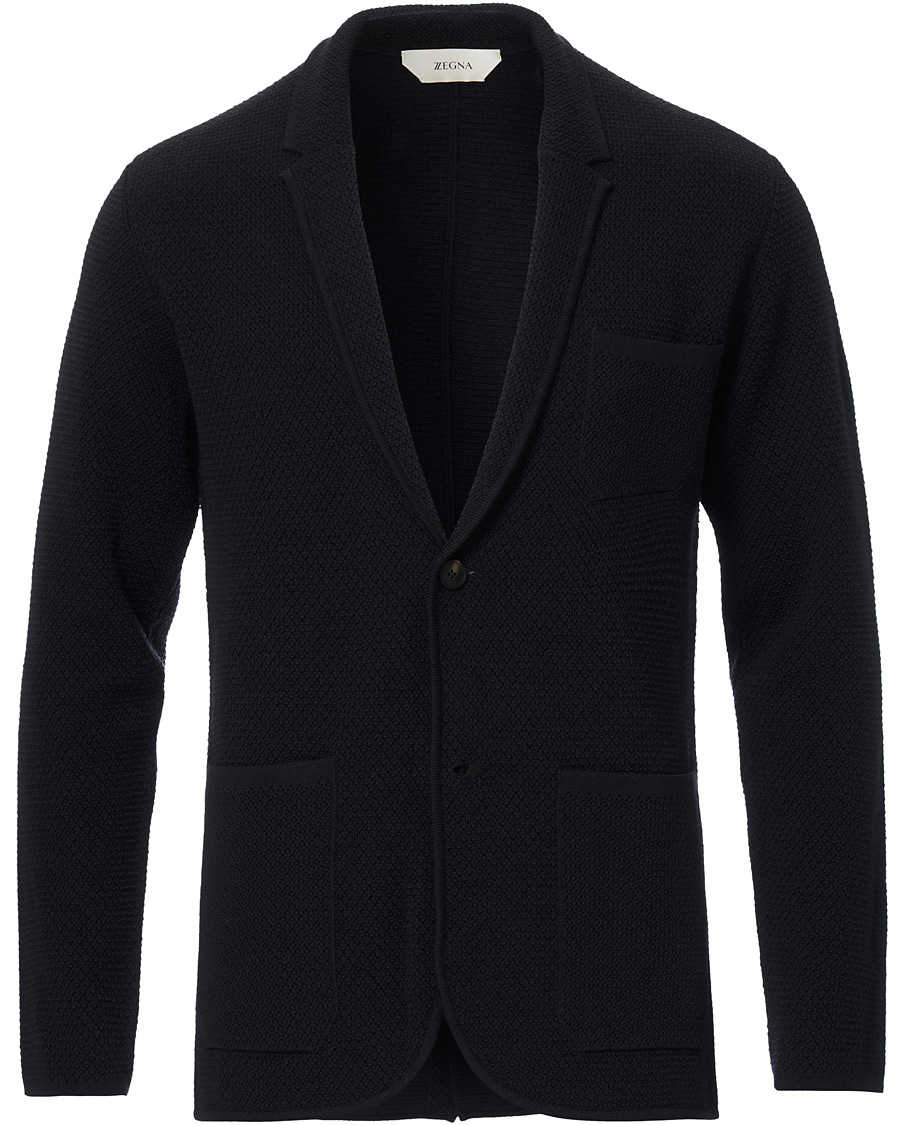 Herre | Dressjakker | Z Zegna | Deconstructed Knitted Blazer Navy Blue