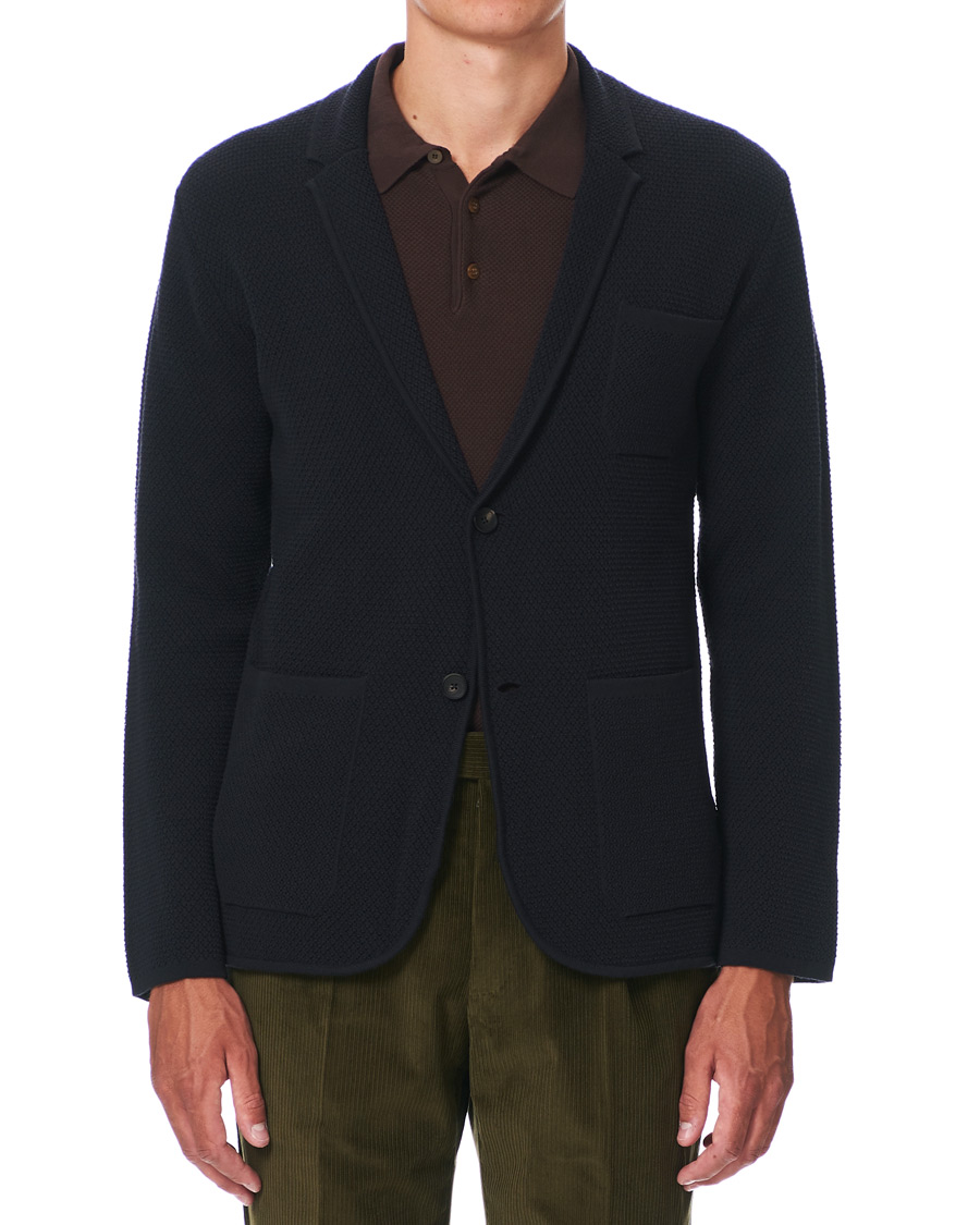 Herre | Dressjakker | Z Zegna | Deconstructed Knitted Blazer Navy Blue