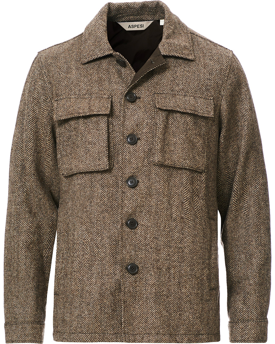 Herre | Jakker | Aspesi | Tigre Tweed Jacket Grey Herringbone