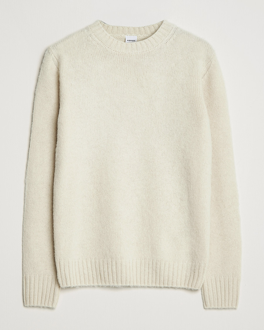 Herre |  | Aspesi | Brushed Shetland Sweater Naturale