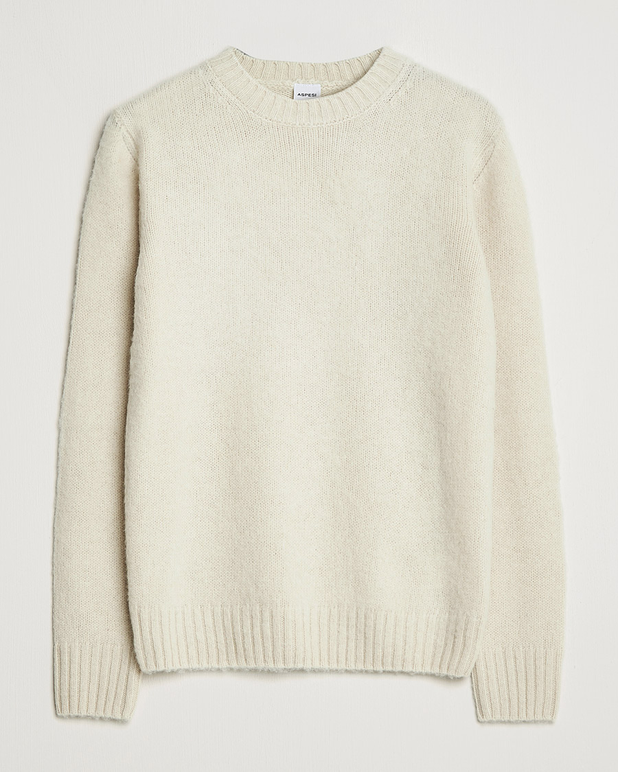 Herre | Gensere | Aspesi | Brushed Shetland Sweater Cream