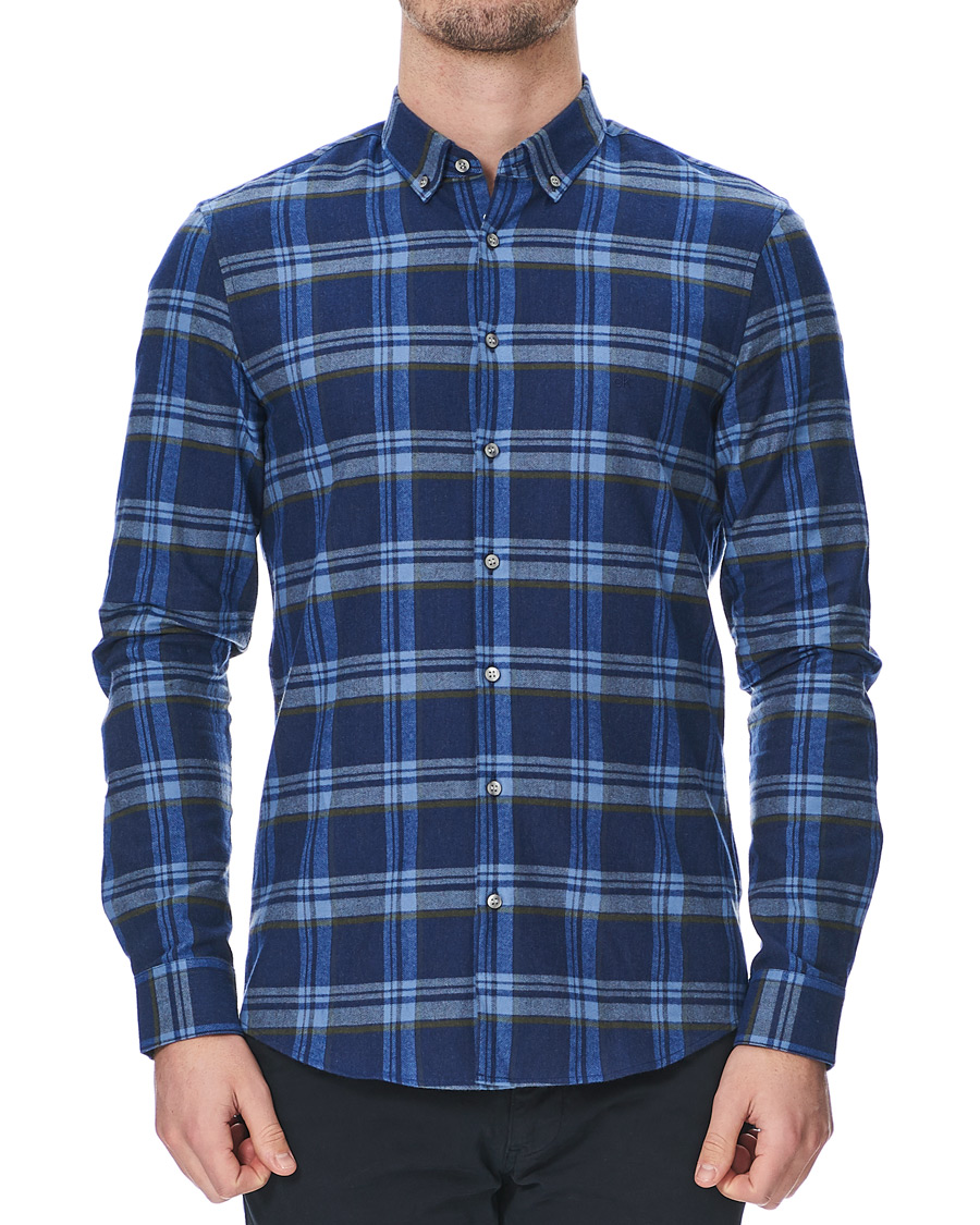 Herre | Skjorter | Calvin Klein | Slim Fit Soft Touch Check Shirt Blue