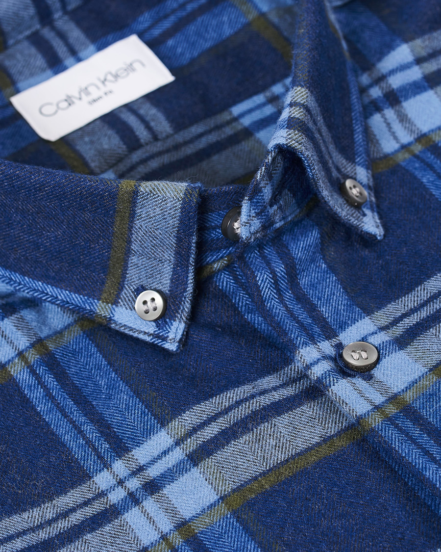 Herre | Skjorter | Calvin Klein | Slim Fit Soft Touch Check Shirt Blue