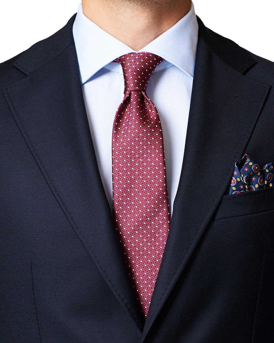 Herre | Canali Silk Dotted 8 cm Tie Bordeaux | Canali | Silk Dotted 8 cm Tie Bordeaux