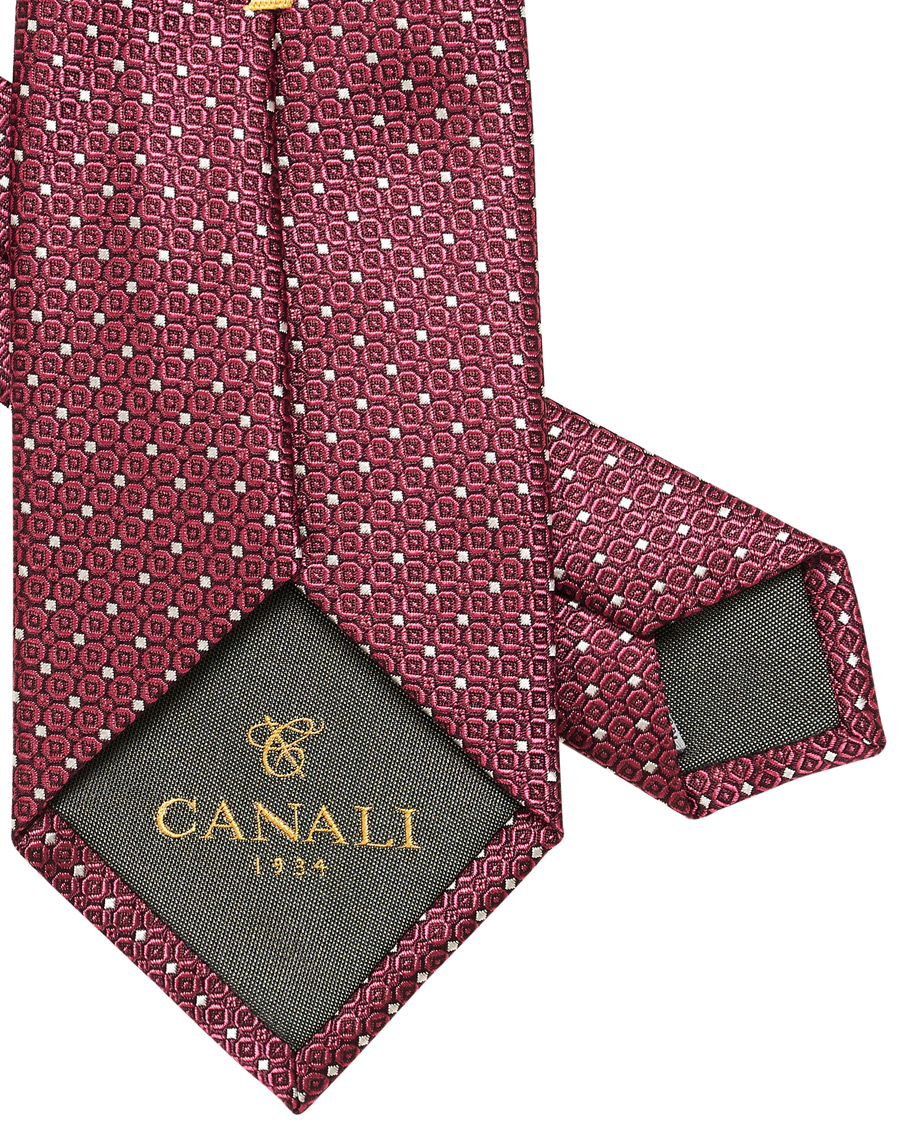 Herre | Canali Silk Dotted 8 cm Tie Bordeaux | Canali | Silk Dotted 8 cm Tie Bordeaux