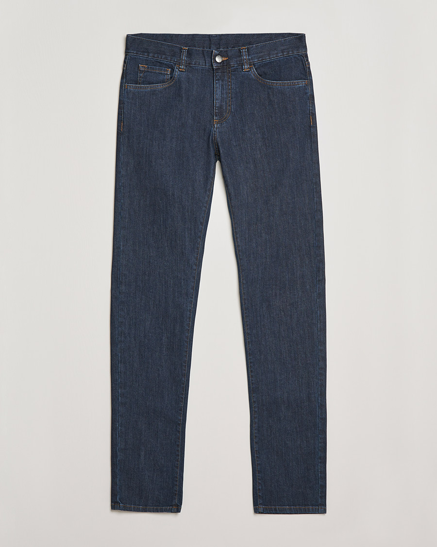Herre | Jeans | Canali | Slim Fit Stretch Jeans Dark Blue Wash