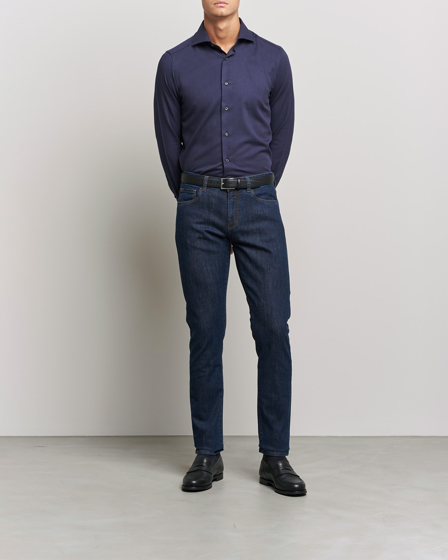Herre | Jeans | Canali | Slim Fit Stretch Jeans Dark Blue Wash 46