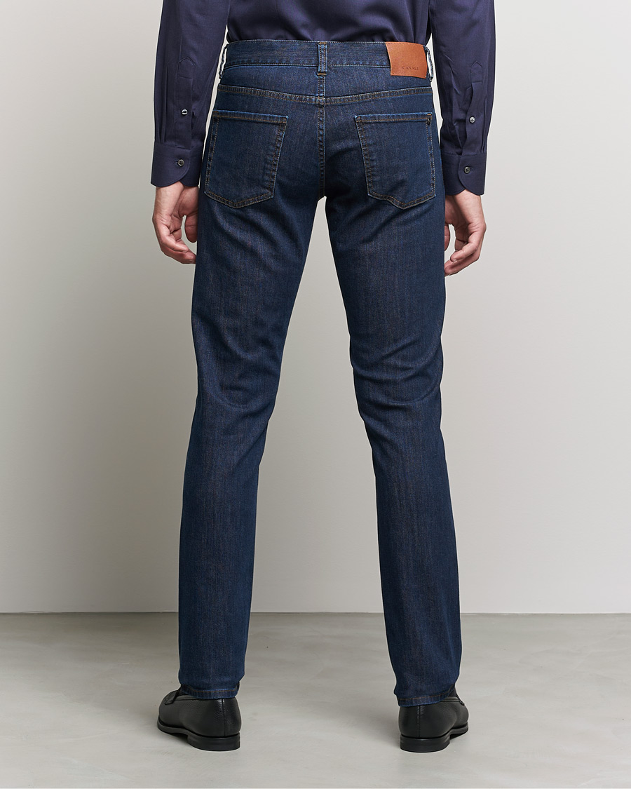 Herre | Jeans | Canali | Slim Fit Stretch Jeans Dark Blue Wash