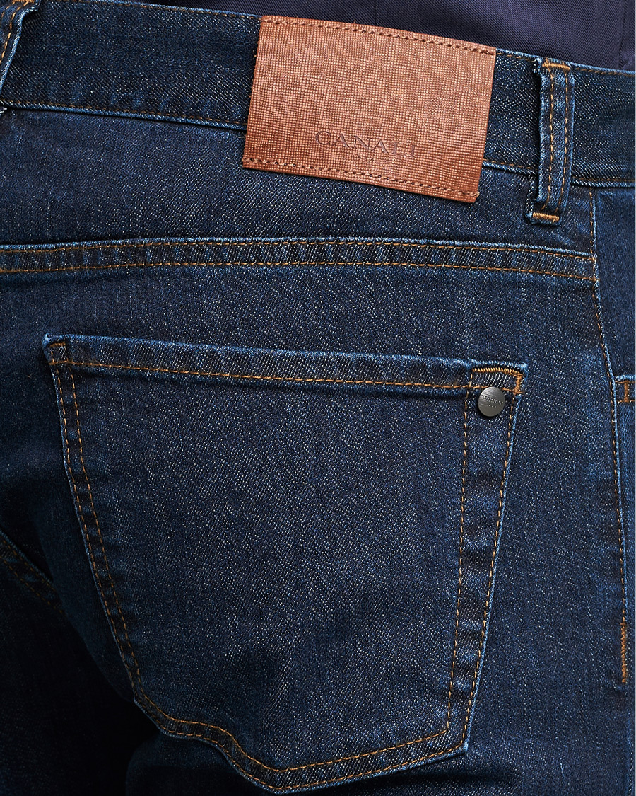 Herre | Jeans | Canali | Slim Fit Stretch Jeans Dark Blue Wash 46