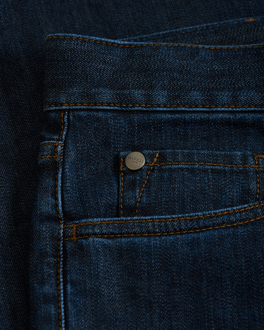 Herre | Jeans | Canali | Slim Fit Stretch Jeans Dark Blue Wash