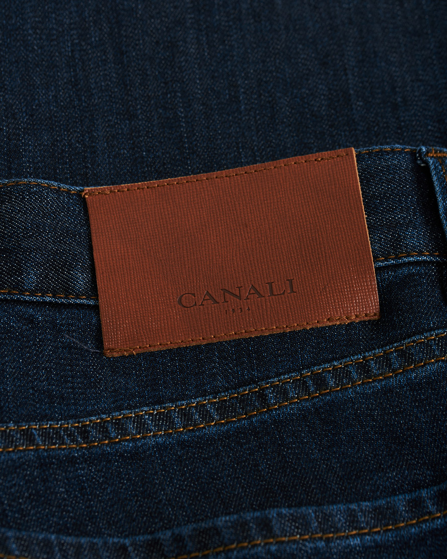Herre | Jeans | Canali | Slim Fit Stretch Jeans Dark Blue Wash 46