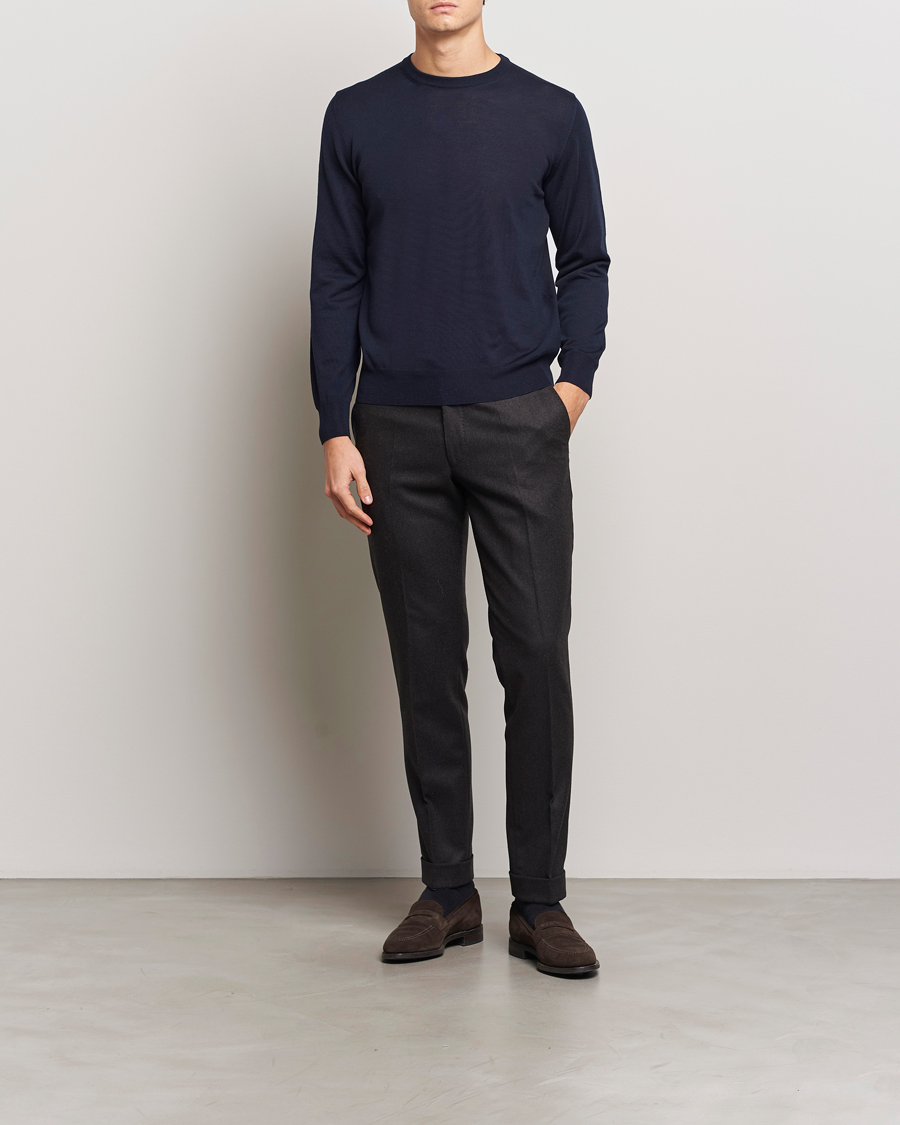 Herre | Gensere | Canali | Merino Wool Crew Neck Navy