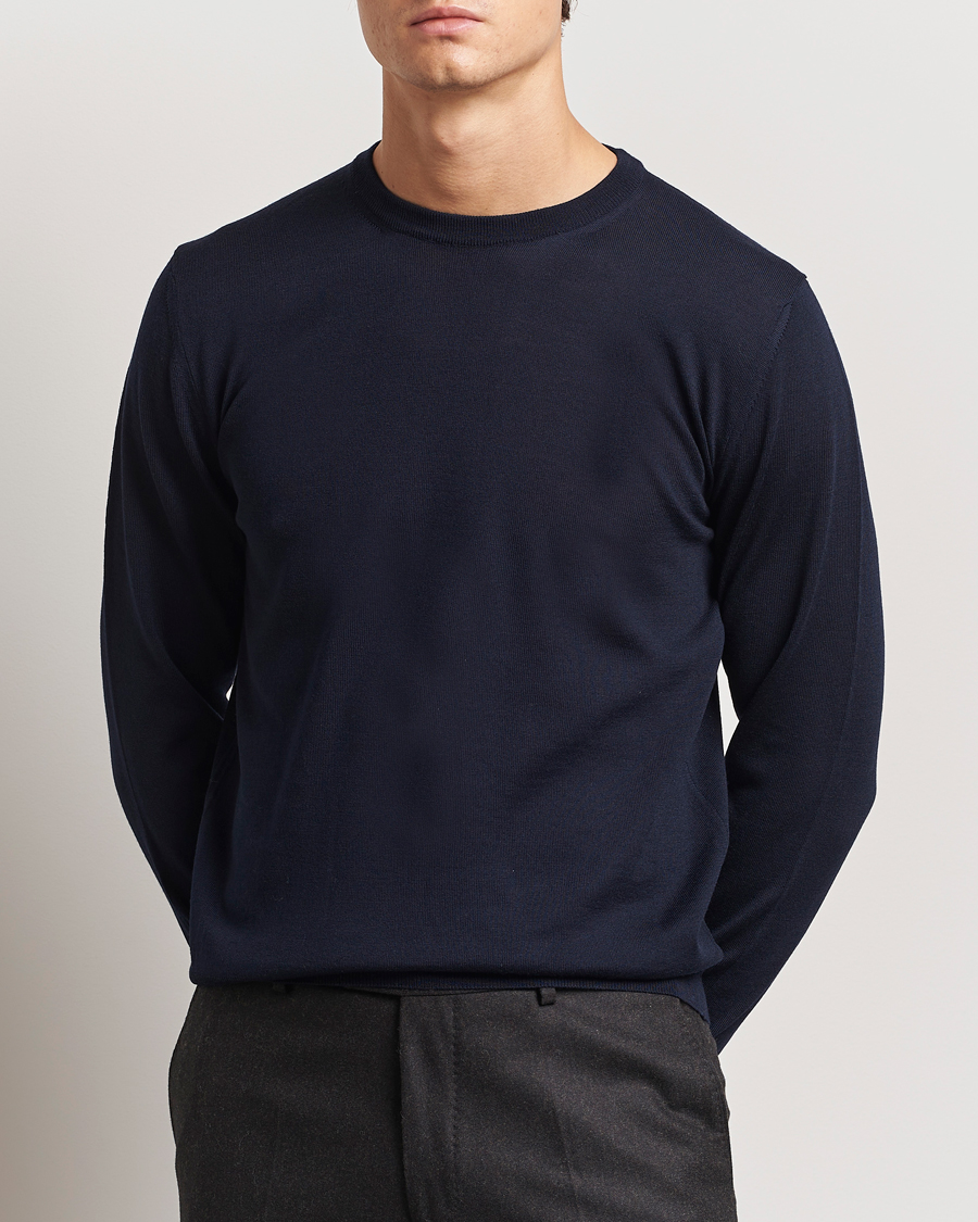 Herre | Gensere | Canali | Merino Wool Crew Neck Navy