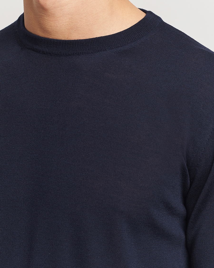 Herre | Gensere | Canali | Merino Wool Crew Neck Navy