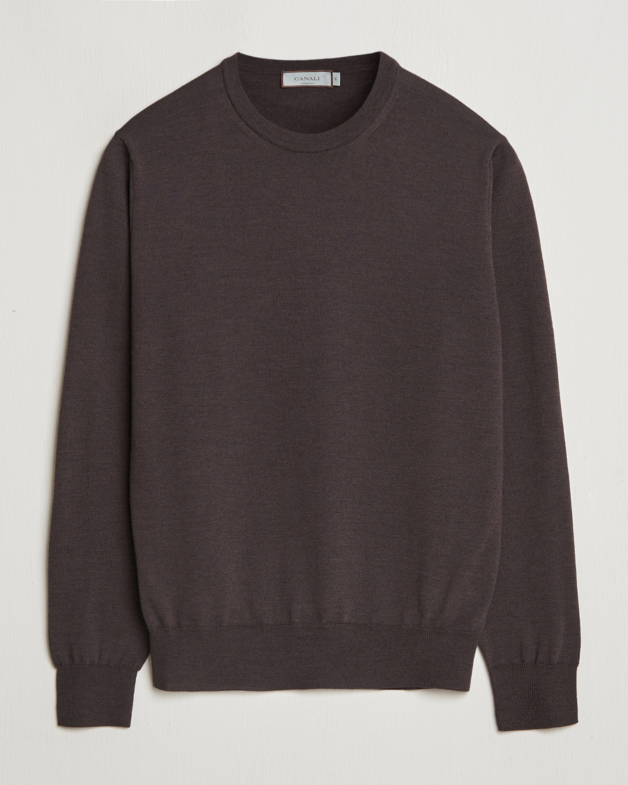 Herre | Gensere | Canali | Merino Wool Crew Neck Brown