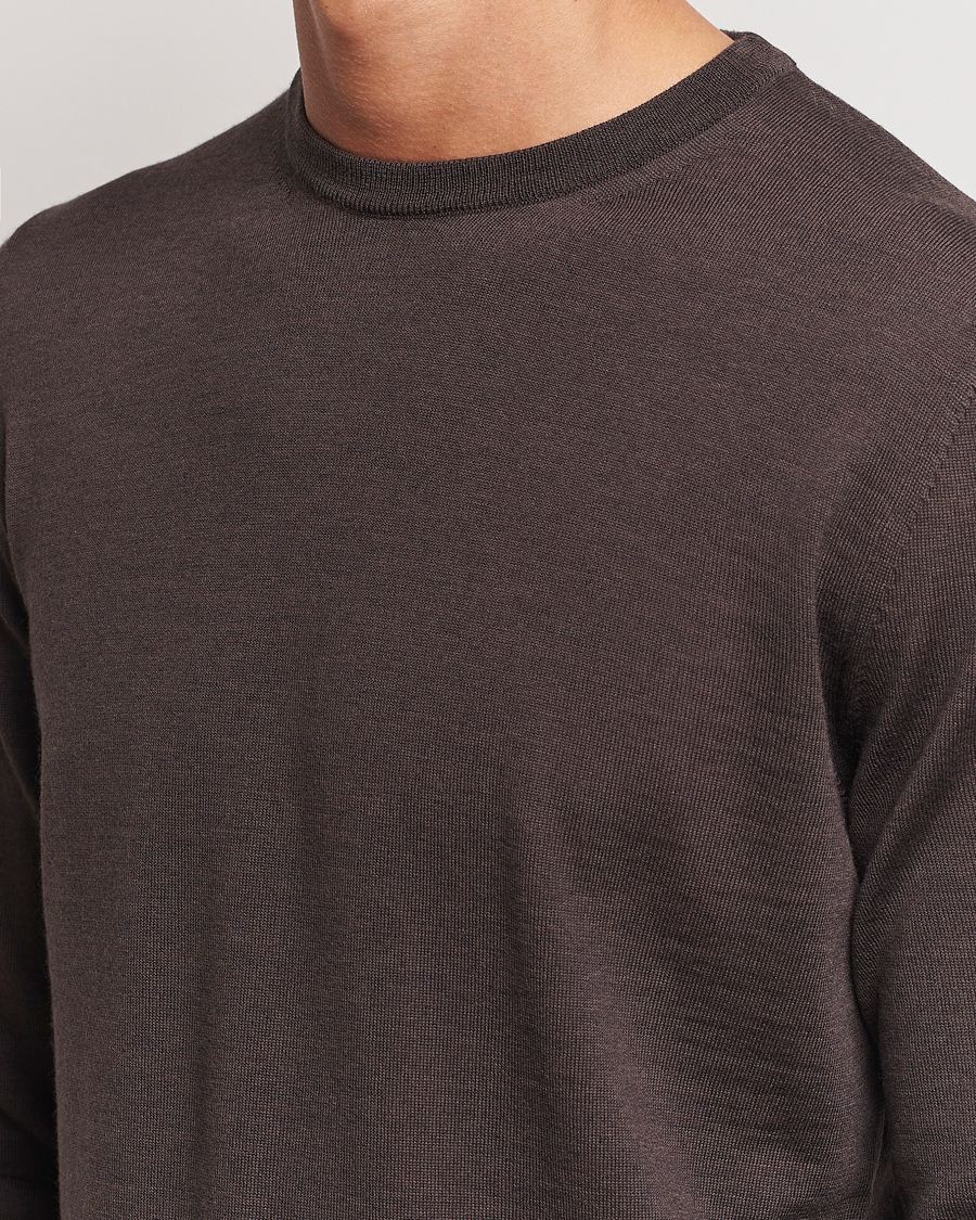 Herre | Gensere | Canali | Merino Wool Crew Neck Brown