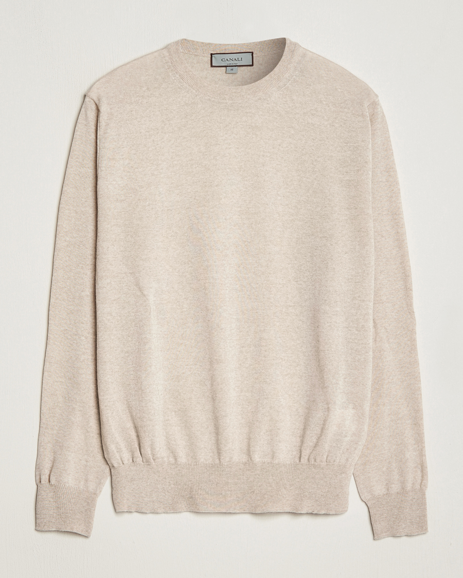 Herre | Gensere | Canali | Merino Wool Crew Neck Light Beige