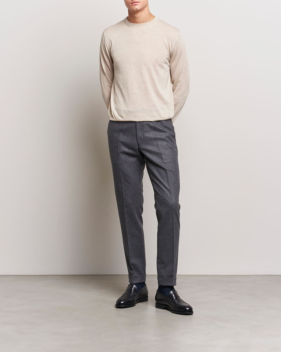 Herre | Gensere | Canali | Merino Wool Crew Neck Light Beige