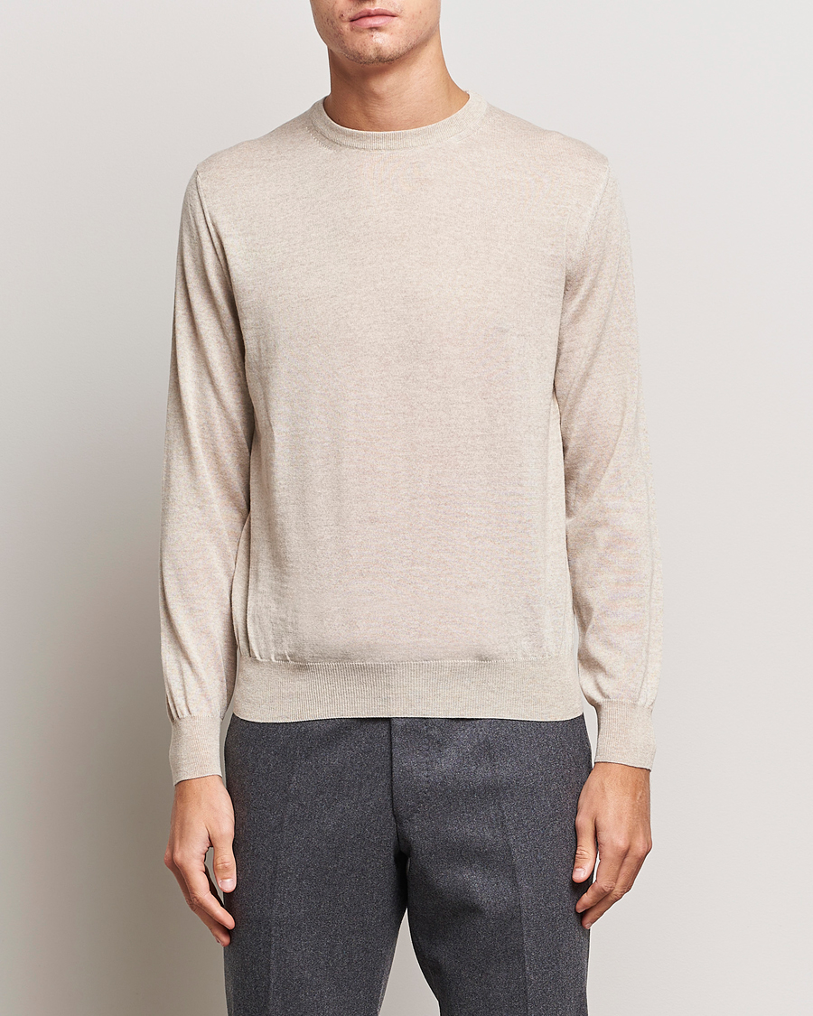 Herre | Gensere | Canali | Merino Wool Crew Neck Light Beige