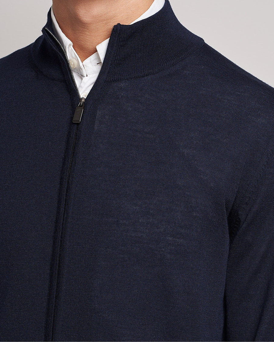 Herre | Gensere | Canali | Merino Wool Full Zip Navy