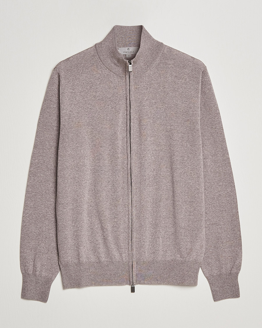 Herre | Gensere | Canali | Merino Wool Full Zip Beige