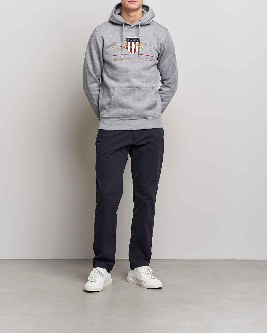 Herre | Gensere | GANT | Archive Shield Hoodie Grey Melange
