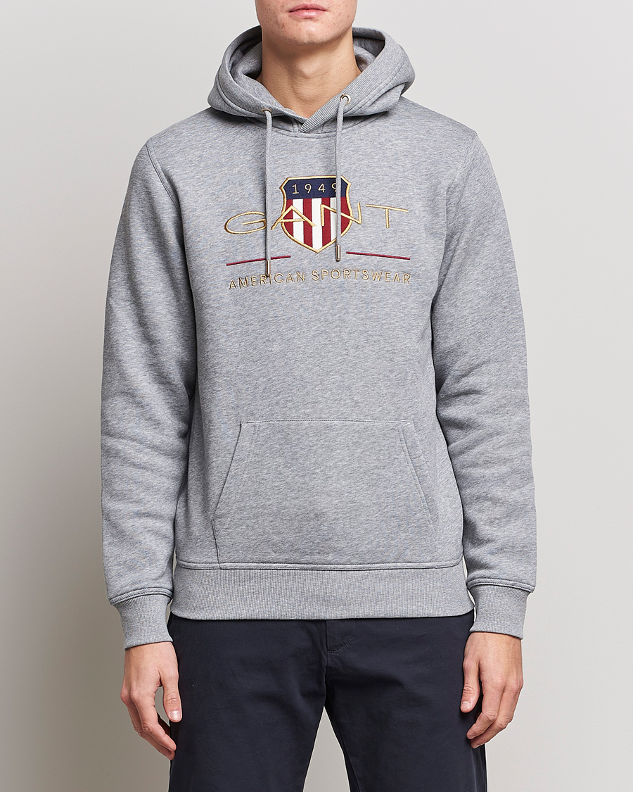 Herre | Gensere | GANT | Archive Shield Hoodie Grey Melange