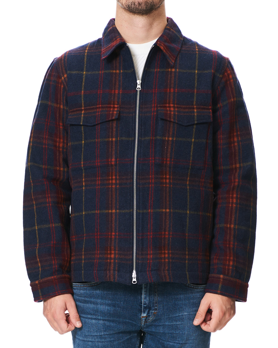 Herre | Skjorter | GANT | Wool Blend Check Zip Overshirt Multi
