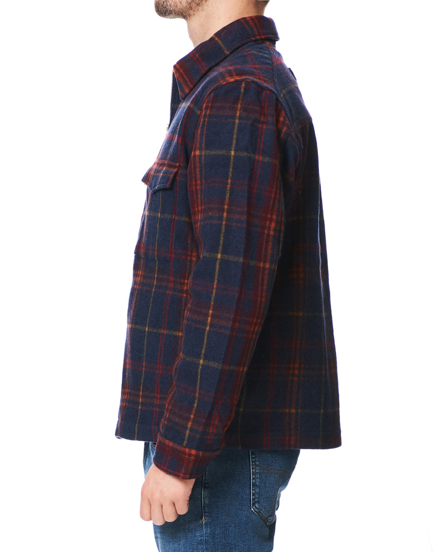 Herre | Skjorter | GANT | Wool Blend Check Zip Overshirt Multi