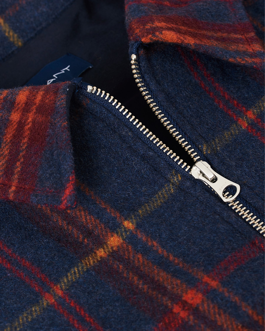 Herre | Skjorter | GANT | Wool Blend Check Zip Overshirt Multi
