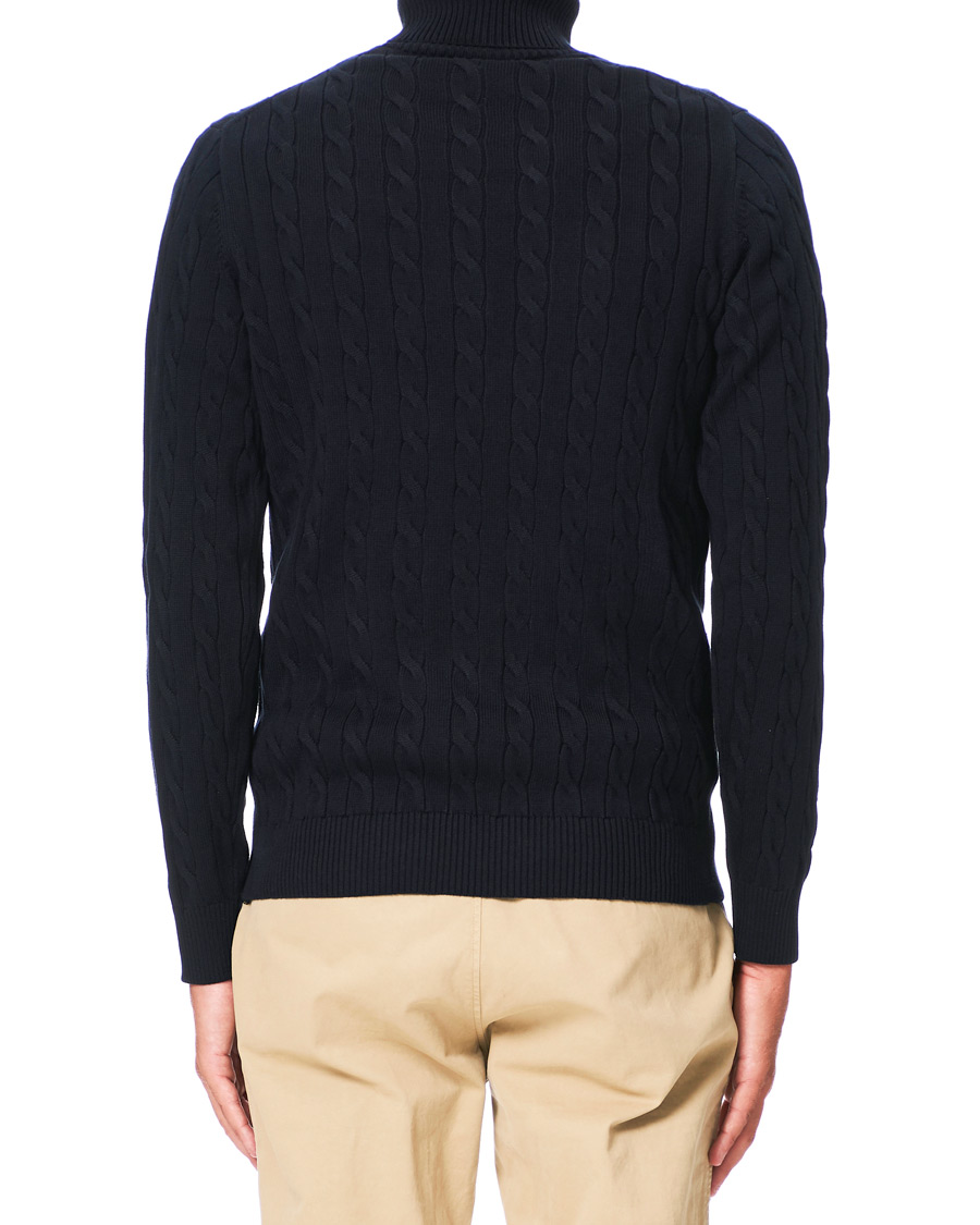 Herre | Gensere | GANT | Cotton Cable Turtleneck Evening Blue
