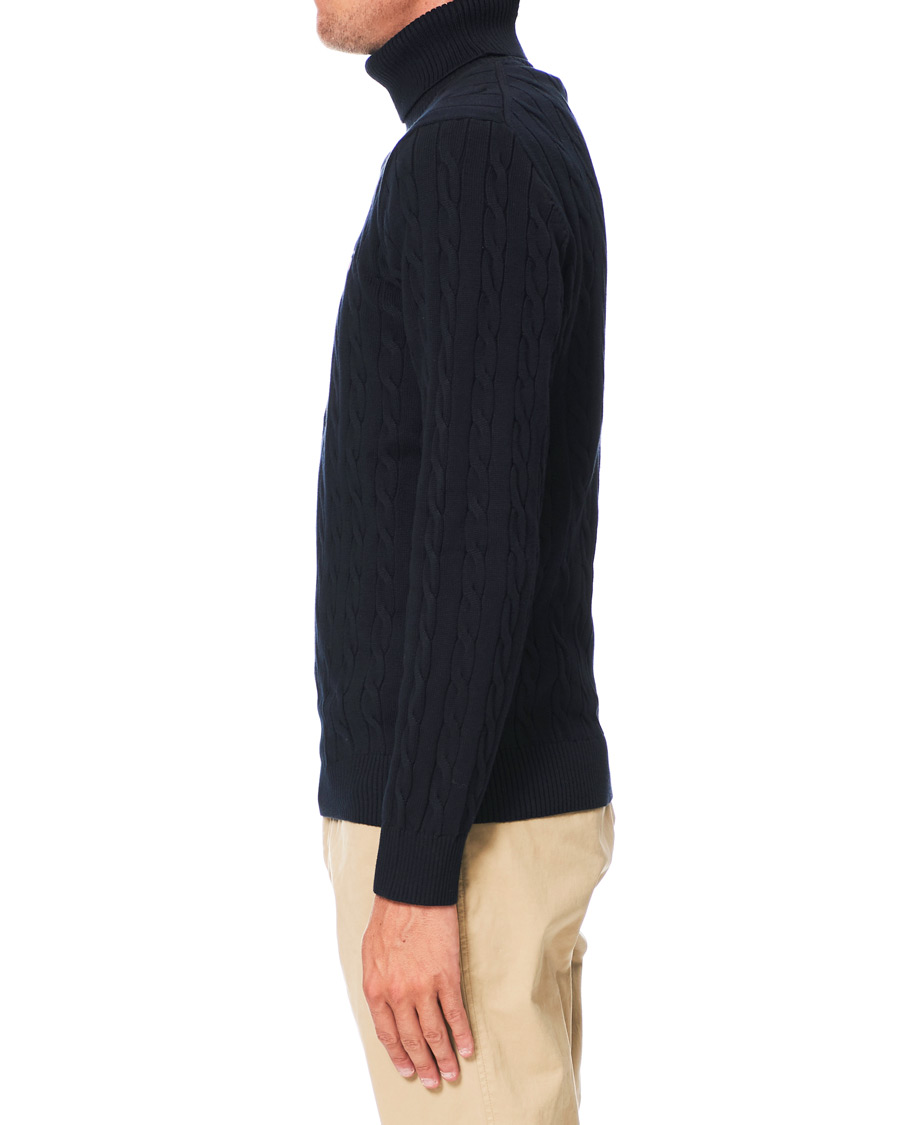 Herre | Gensere | GANT | Cotton Cable Turtleneck Evening Blue