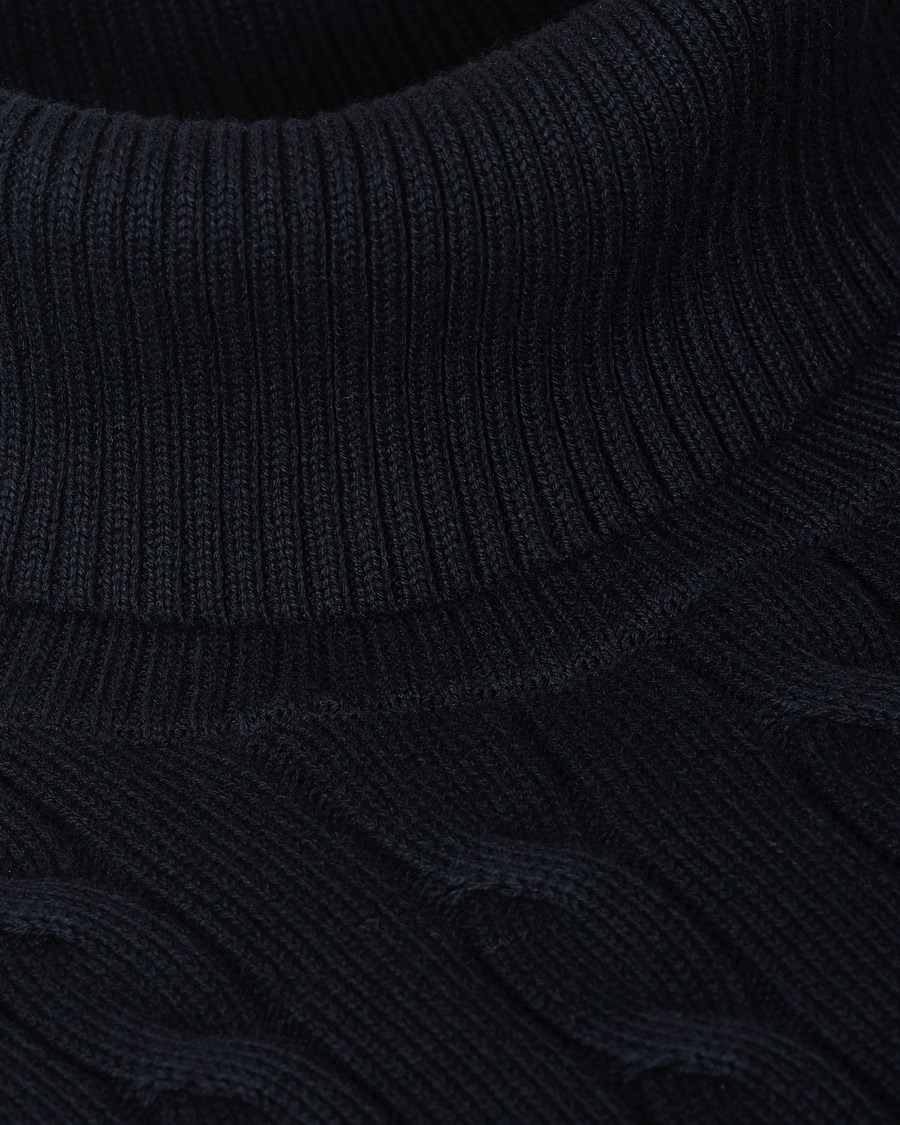 Herre | Gensere | GANT | Cotton Cable Turtleneck Evening Blue