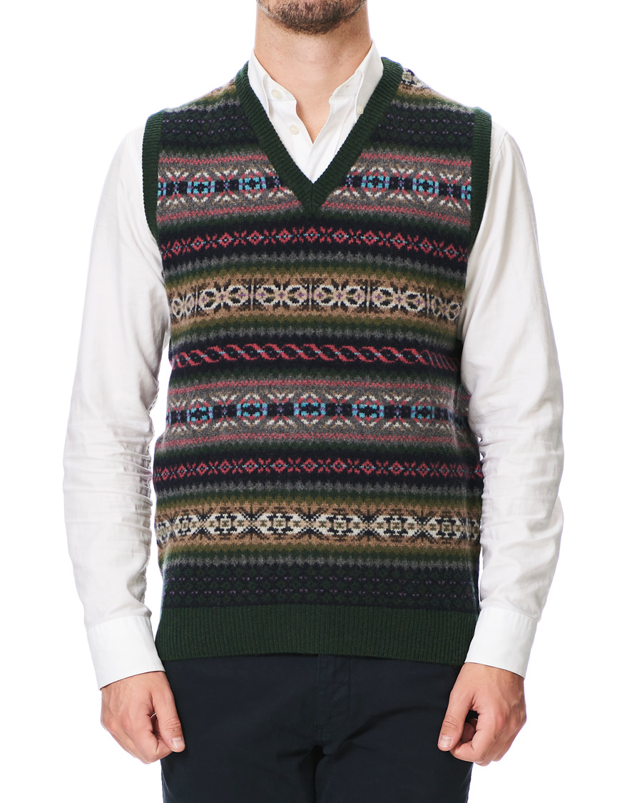 Herre | Gensere | Gant | Holiday Fairisle Slipover Tartan Green