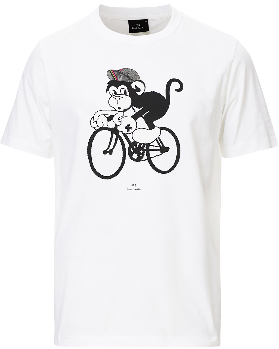 PS Paul Smith Monkey on A Bike Tee White hos CareOfCarl.no