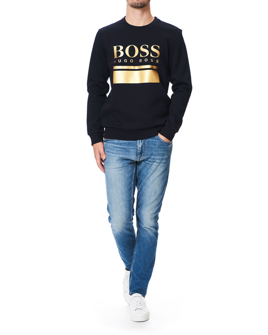 Herre | Gensere | BOSS GREEN | BOSS Athleisure Salbo Crew Neck Sweater Navy/Gold