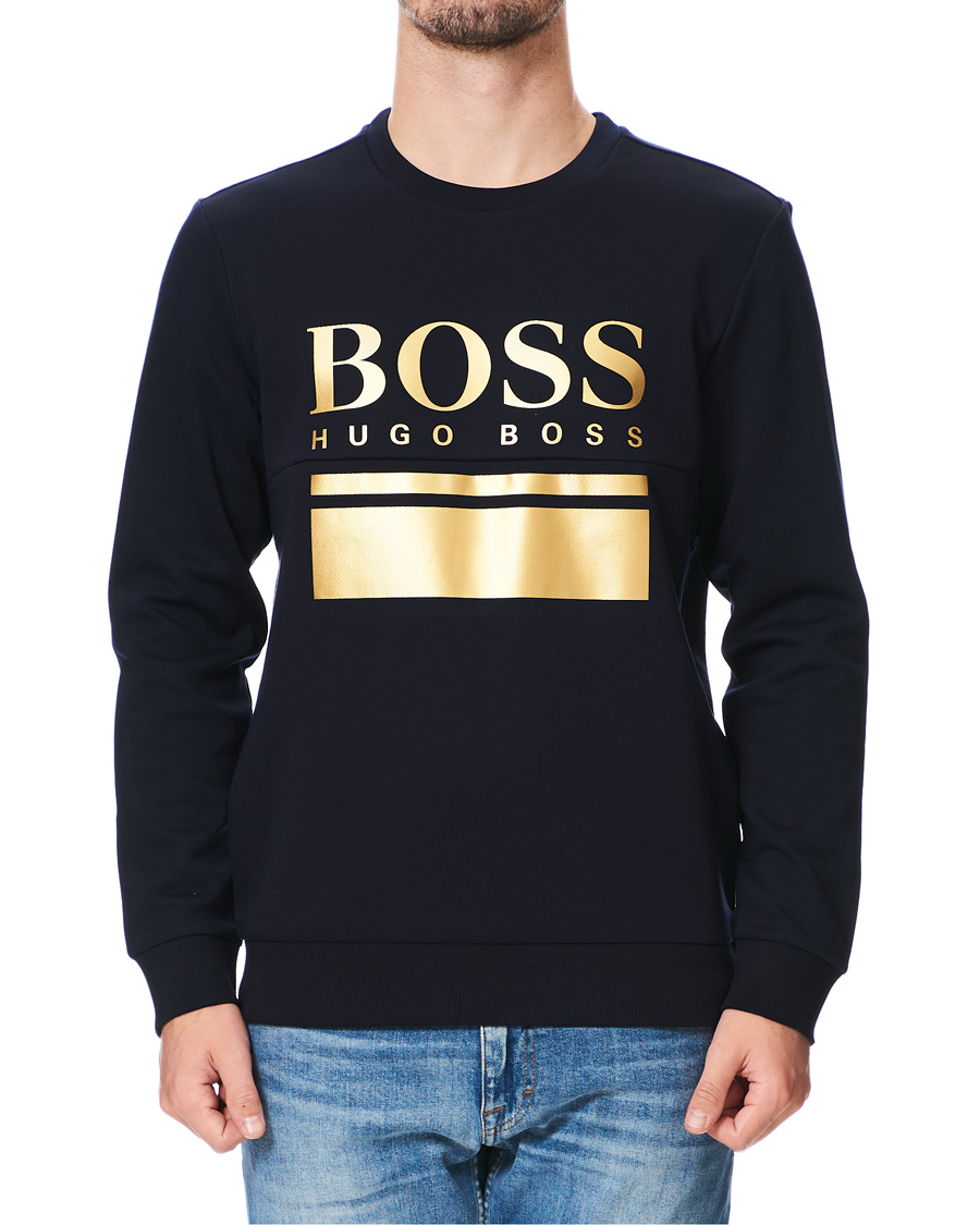 Herre | Gensere | BOSS GREEN | BOSS Athleisure Salbo Crew Neck Sweater Navy/Gold