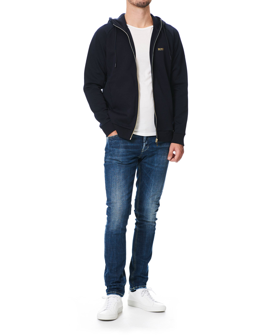 Herre | Gensere | BOSS GREEN | BOSS Athleisure Saggy Full Zip Hoodie Navy/Gold