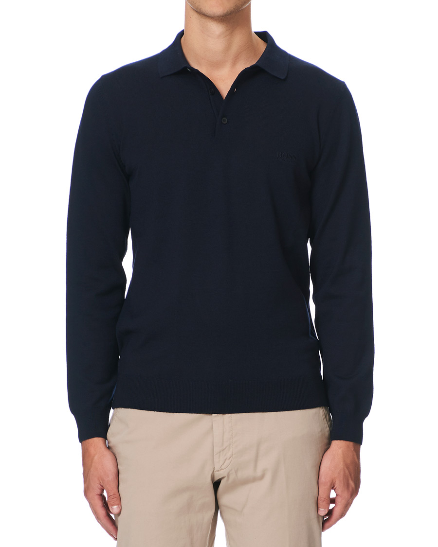Herre | Gensere | BOSS BLACK | BOSS Bono Knitted Polo Dark Blue