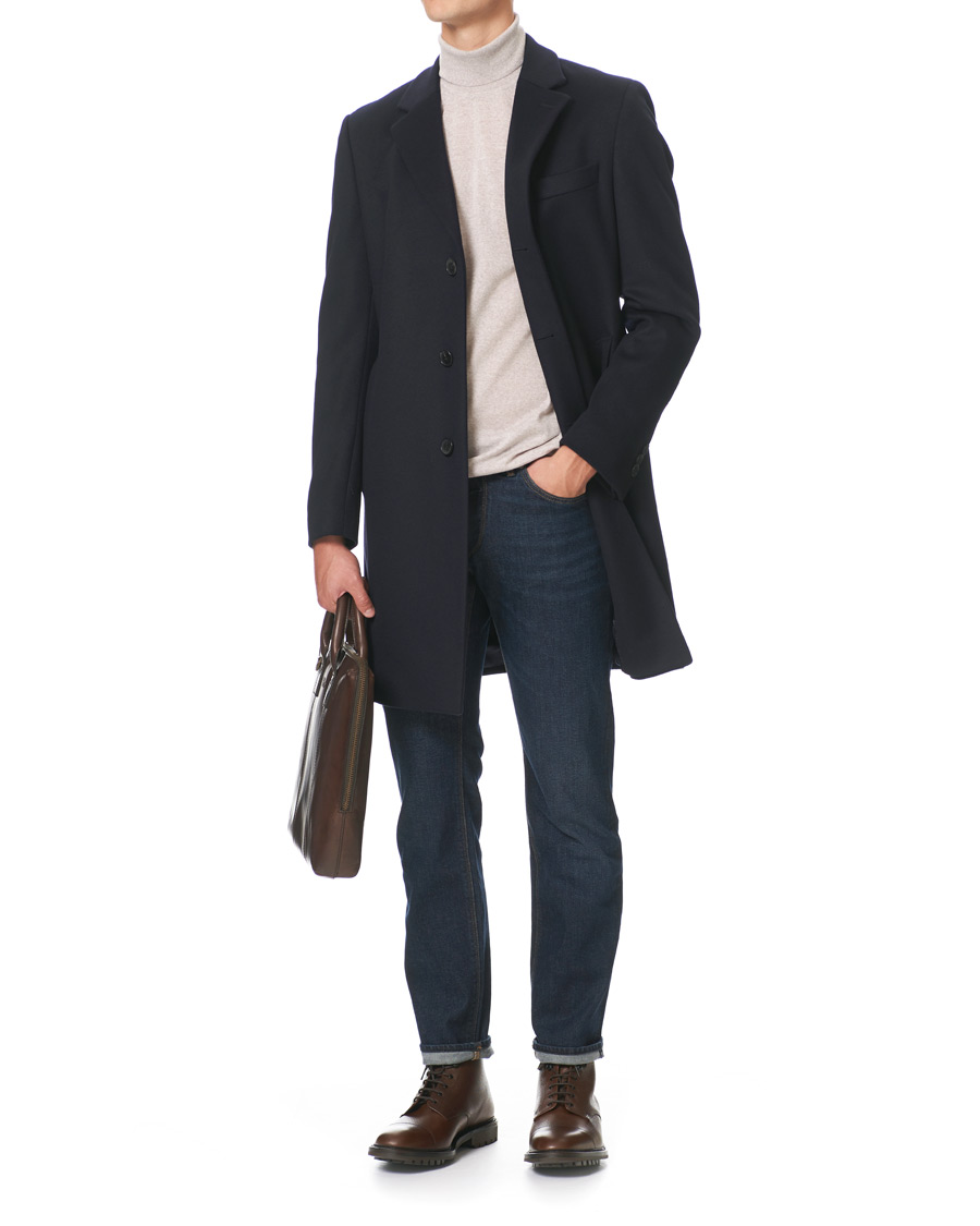 Herre | Jakker | BOSS BLACK | BOSS Nye Wool/Cashmere Coat Dark Blue