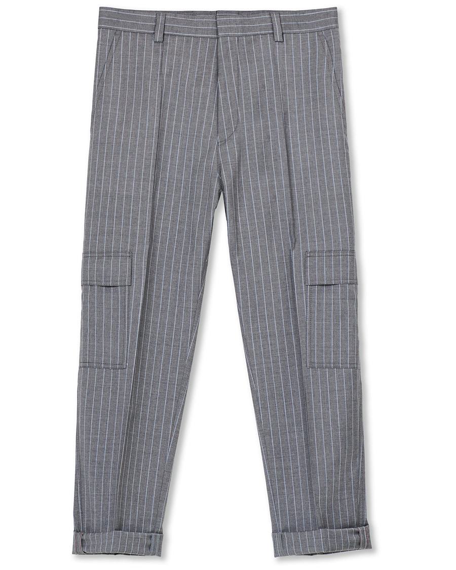 Herre | Bukser | HUGO | Falko Striped Turn Up Cargo Pants Silver
