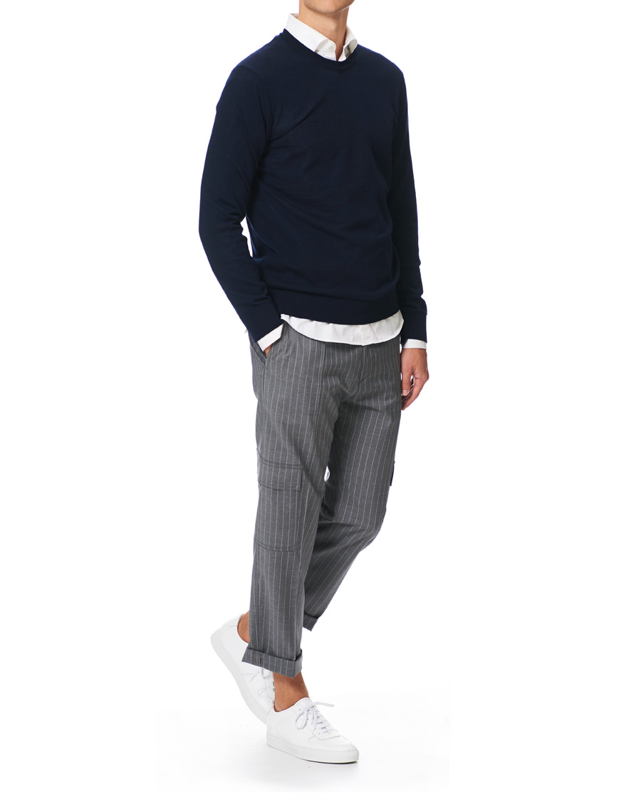 Herre | Bukser | HUGO | Falko Striped Turn Up Cargo Pants Silver
