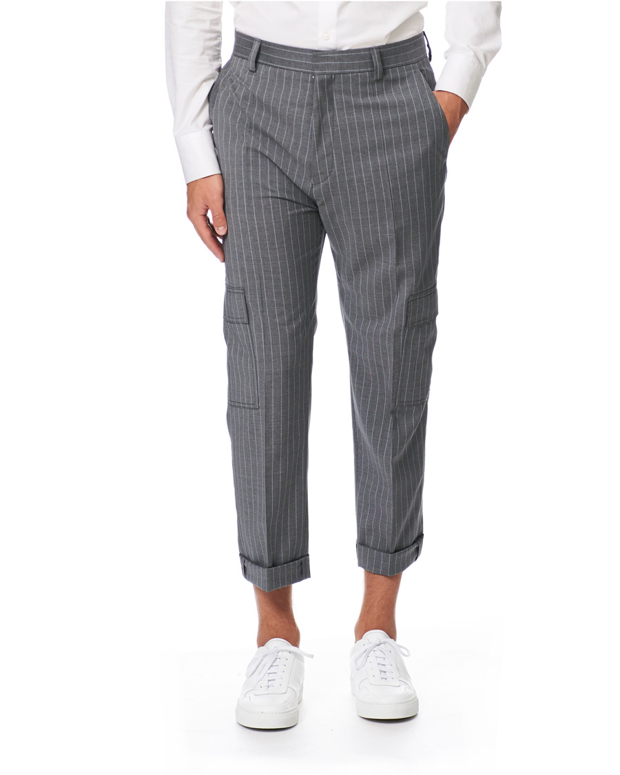 Herre | Bukser | HUGO | Falko Striped Turn Up Cargo Pants Silver