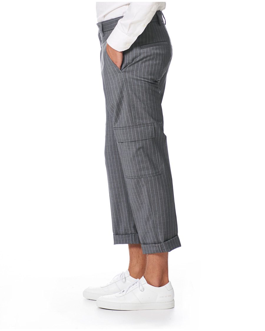 Herre | Bukser | HUGO | Falko Striped Turn Up Cargo Pants Silver