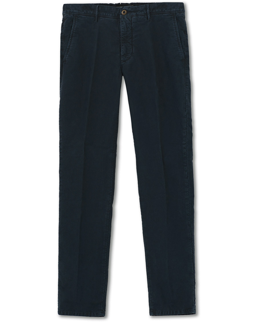Herre | Bukser | Incotex | Regular Fit Garment Dyed Washed Slacks Navy