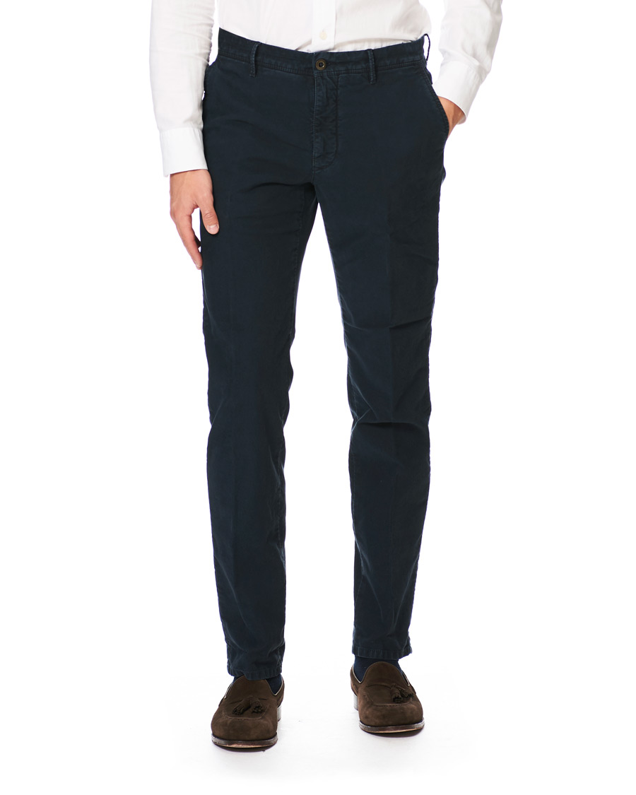 Herre | Bukser | Incotex | Regular Fit Garment Dyed Washed Slacks Navy