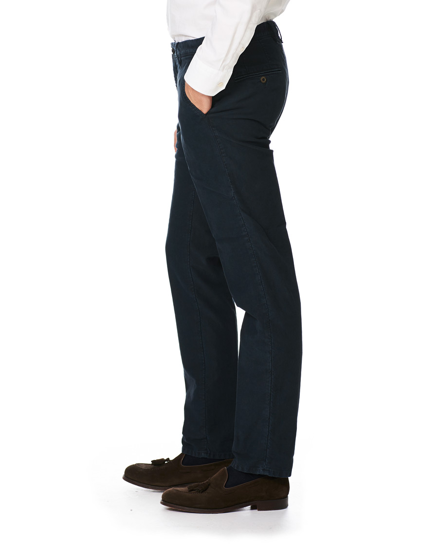 Herre | Bukser | Incotex | Regular Fit Garment Dyed Washed Slacks Navy