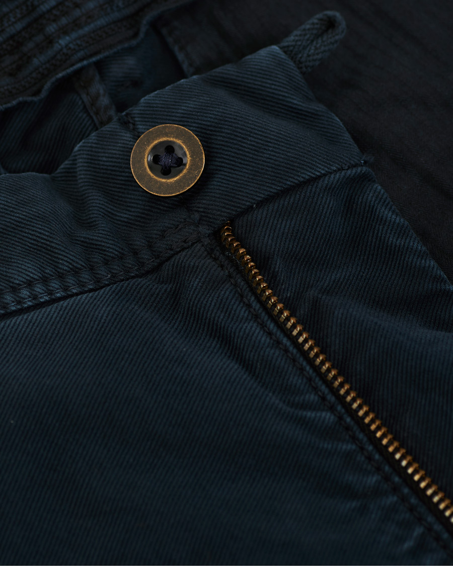 Herre | Bukser | Incotex | Regular Fit Garment Dyed Washed Slacks Navy