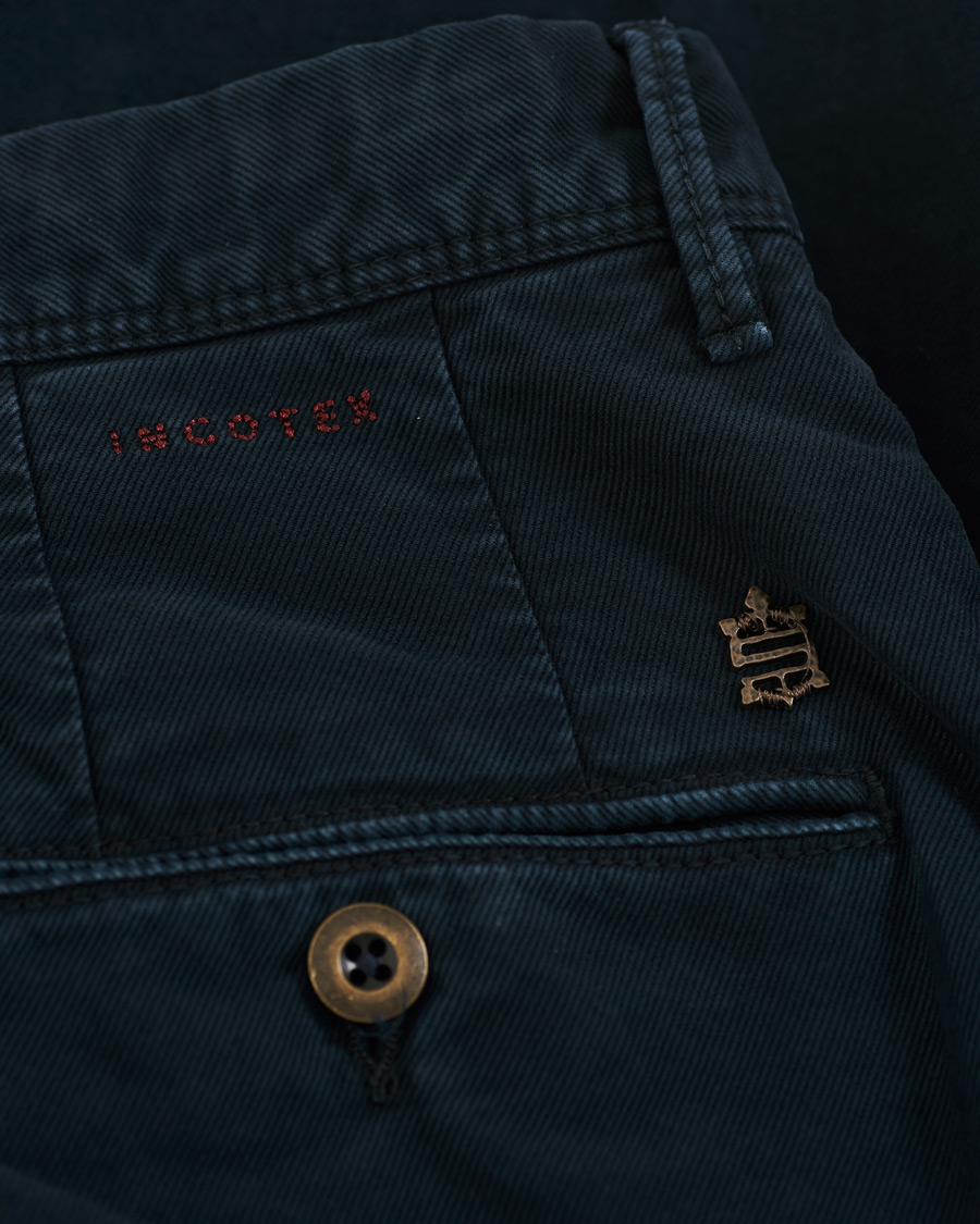 Herre | Bukser | Incotex | Regular Fit Garment Dyed Washed Slacks Navy