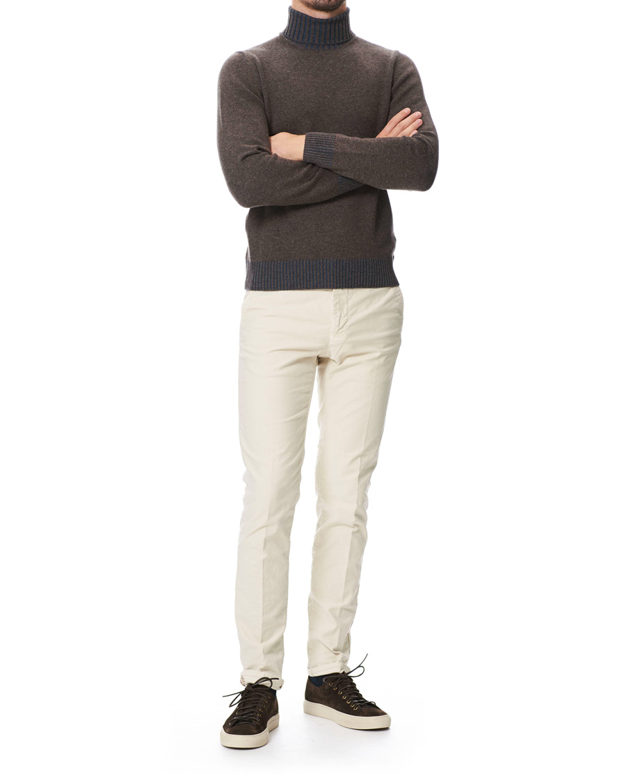 Herre | Bukser | Incotex | Slim Fit Garment Dyed Washed Slacks Off White